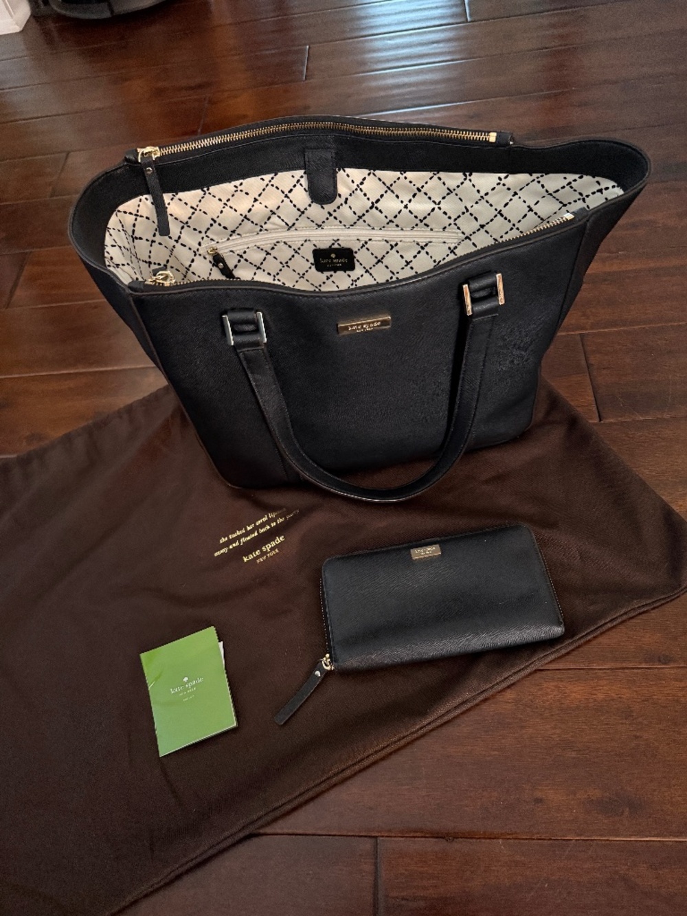 Kate Spade Large black Newberry Lane tote with matching wallet
